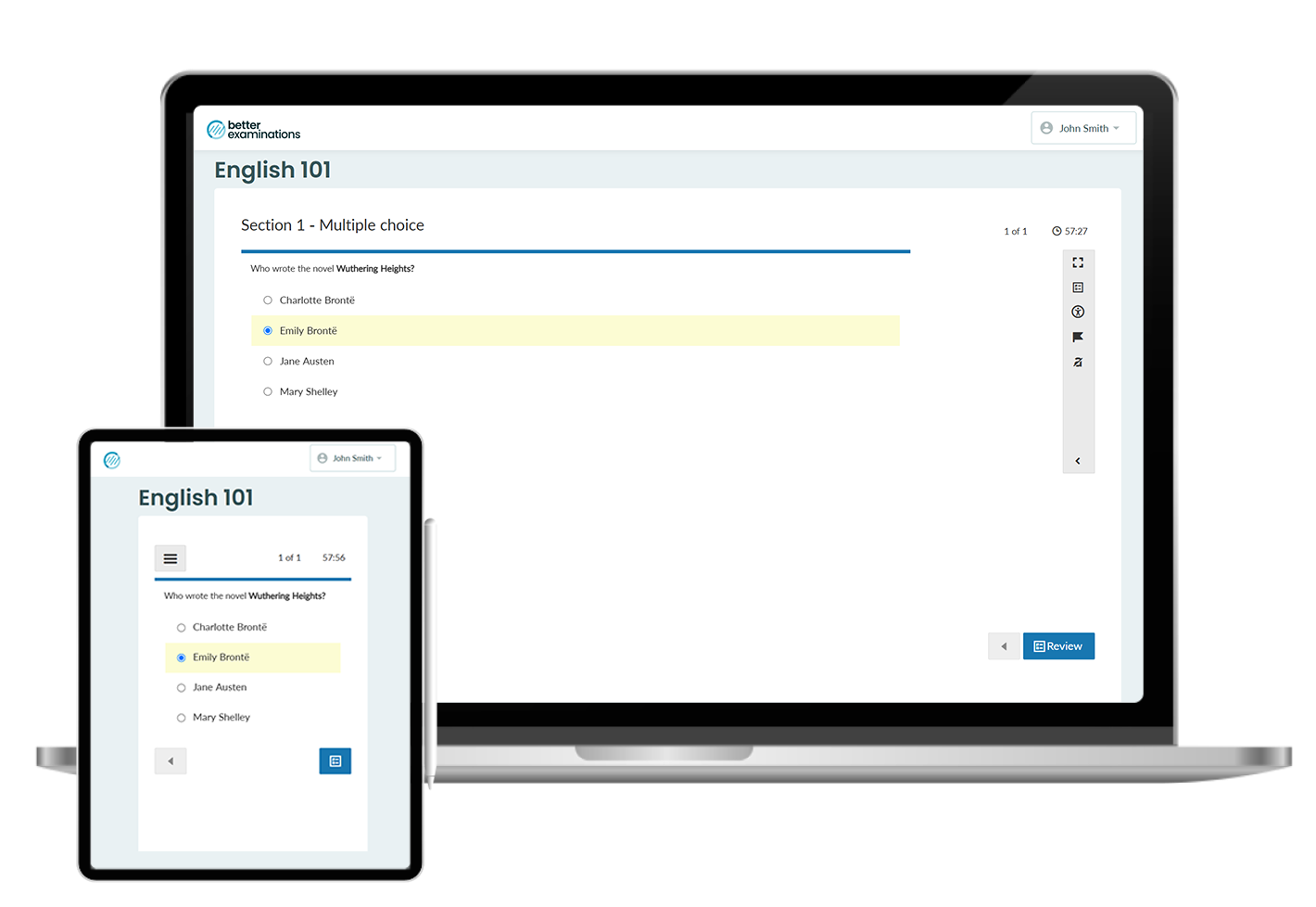 Screenshot of the BetterExaminations platform