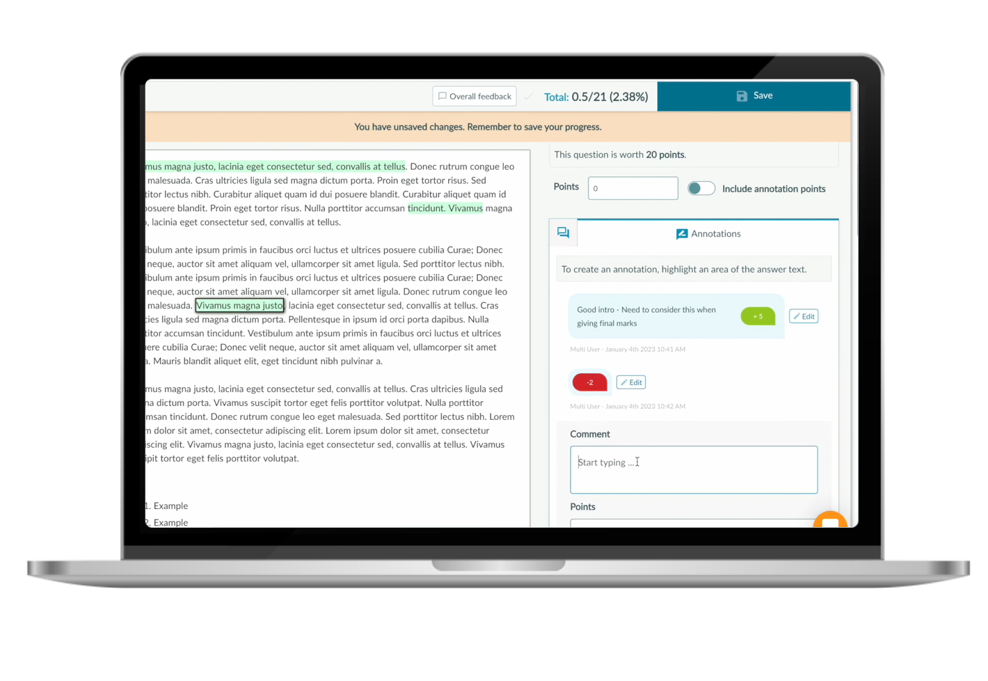 Screenshot of the BetterExaminations platform